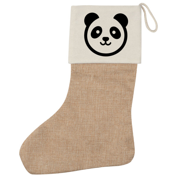 Weihnachtsstrumpf Panda Kopf Silhouette Beige
