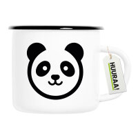 Emaille Tasse Panda Kopf Silhouette 300ml Vintage Emaille Becher