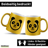 Glitzertasse Panda Kopf Silhouette 330ml
