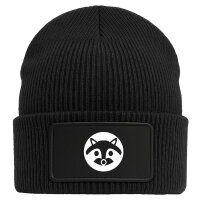 Beanie Waschbär Kopf Silhouette Black
