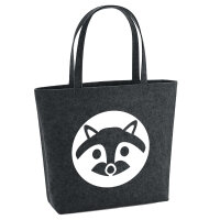 Filzshopper Waschbär Kopf Silhouette 22 Liter