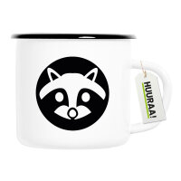 Emaille Tasse Waschbär Kopf Silhouette 300ml Vintage...