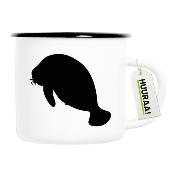 Emaille Tasse Seekuh Silhouette 300ml Vintage Emaille Becher