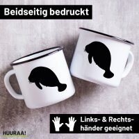 Emaille Tasse Seekuh Silhouette 300ml Vintage Emaille Becher