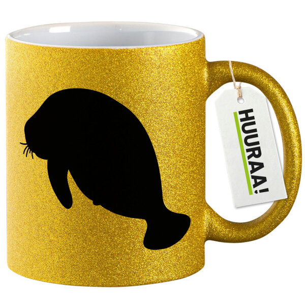 Glitzertasse Seekuh Silhouette 330ml