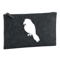 Kulturbeutel Papagei Silhouette 1 Liter Filz Charcoal Kosmetiktasche