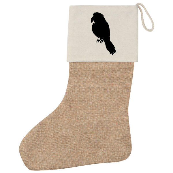 Weihnachtsstrumpf Papagei Silhouette Beige