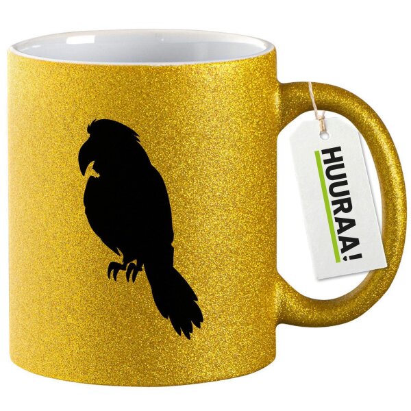 Glitzertasse Papagei Silhouette 330ml