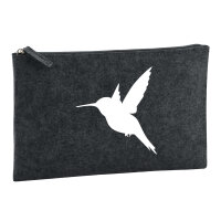 Kulturbeutel Kolibri Silhouette 1 Liter Filz Charcoal Kosmetiktasche