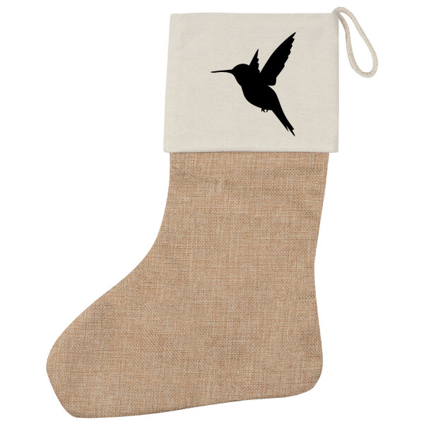 Weihnachtsstrumpf Kolibri Silhouette Beige