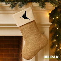 Weihnachtsstrumpf Kolibri Silhouette Beige