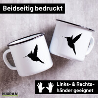 Emaille Tasse Kolibri Silhouette 300ml Vintage Emaille Becher