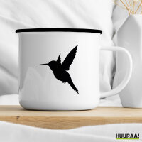 Emaille Tasse Kolibri Silhouette 300ml Vintage Emaille Becher
