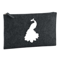 Kulturbeutel Pfau Silhouette 1 Liter Filz Charcoal Kosmetiktasche