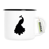 Emaille Tasse Pfau Silhouette 300ml Vintage Emaille Becher