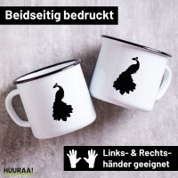 Emaille Tasse Pfau Silhouette 300ml Vintage Emaille Becher