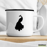 Emaille Tasse Pfau Silhouette 300ml Vintage Emaille Becher