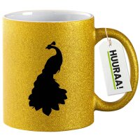 Glitzertasse Pfau Silhouette 330ml