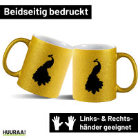 Glitzertasse Pfau Silhouette 330ml