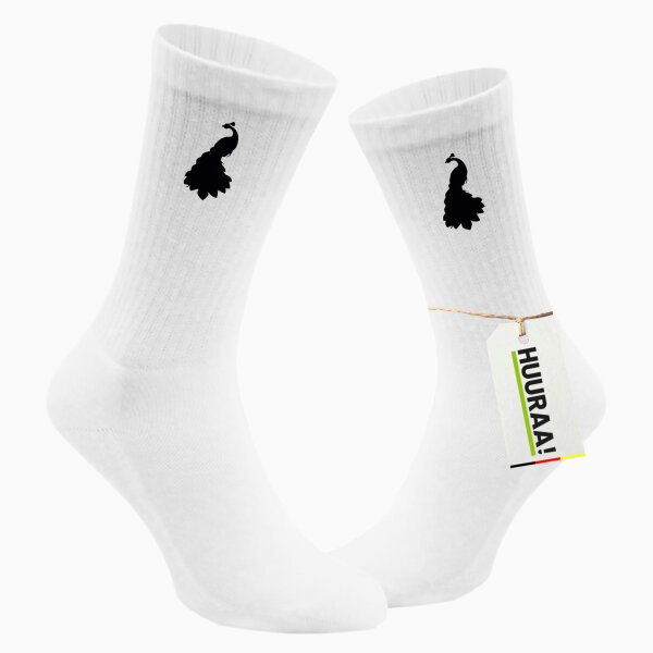 Socken Pfau Silhouette Größe 37/46 White Motiv Tennissocken