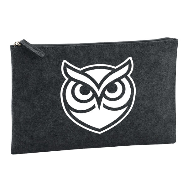 Kulturbeutel Eule Silhouette 1 Liter Filz Charcoal Kosmetiktasche