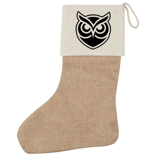 Weihnachtsstrumpf Eule Silhouette Beige