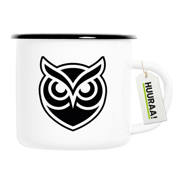 Emaille Tasse Eule Silhouette 300ml Vintage Emaille Becher