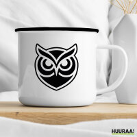 Emaille Tasse Eule Silhouette 300ml Vintage Emaille Becher
