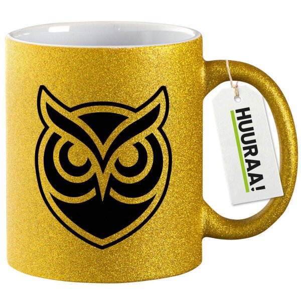 Glitzertasse Eule Silhouette 330ml