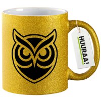 Glitzertasse Eule Silhouette 330ml