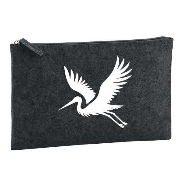 Kulturbeutel Storch Silhouette 1 Liter Filz Charcoal Kosmetiktasche