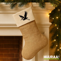 Weihnachtsstrumpf Storch Silhouette Beige