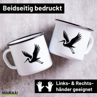 Emaille Tasse Storch Silhouette 300ml Vintage Emaille Becher