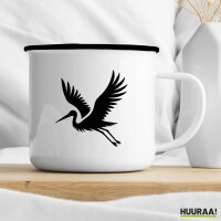 Emaille Tasse Storch Silhouette 300ml Vintage Emaille Becher