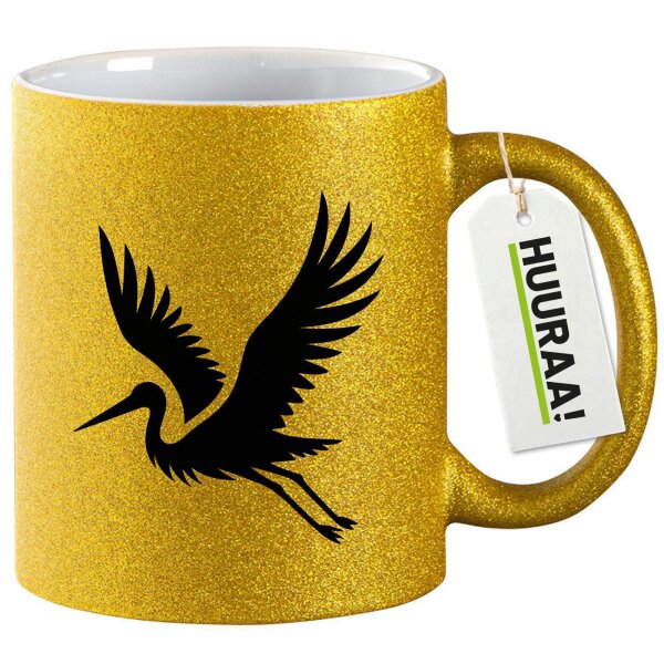 Glitzertasse Storch Silhouette 330ml