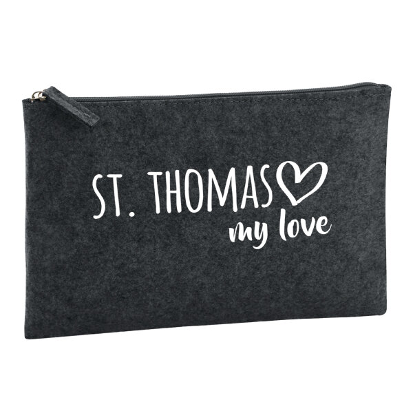 Kulturbeutel St. Thomas my love 1 Liter Filz Charcoal Kosmetiktasche