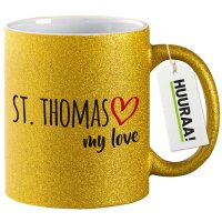 Glitzertasse St. Thomas my love 330ml