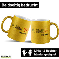 Glitzertasse St. Thomas my love 330ml