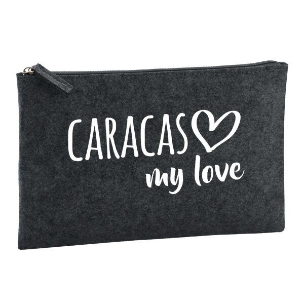 Kulturbeutel Caracas my love 1 Liter Filz Charcoal Kosmetiktasche