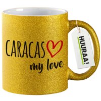Glitzertasse Caracas my love 330ml
