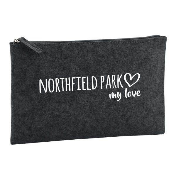 Kulturbeutel Northfield Park my love 1 Liter Filz Charcoal Kosmetiktasche