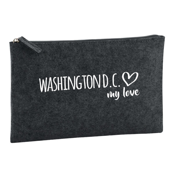 Kulturbeutel Washington D.C. my love 1 Liter Filz Charcoal Kosmetiktasche