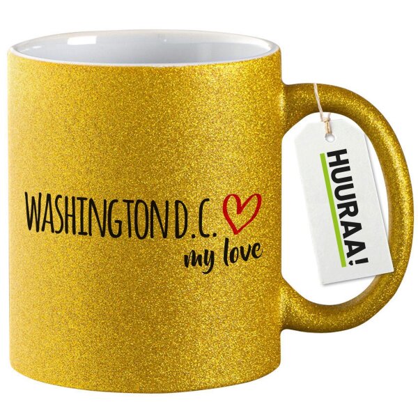 Glitzertasse Washington D.C. my love 330ml