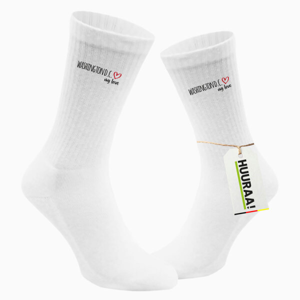 Socken Washington D.C. my love Größe 37/46 White Motiv Tennissocken
