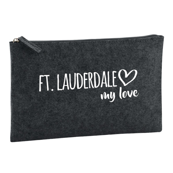 Kulturbeutel Ft. Lauderdale my love 1 Liter Filz Charcoal Kosmetiktasche