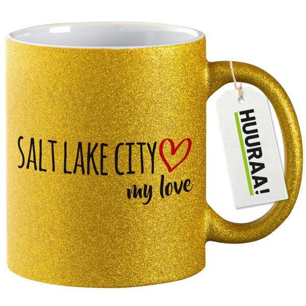 Glitzertasse Salt Lake City my love 330ml