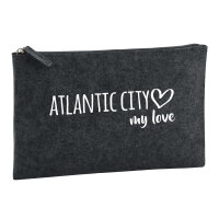 Kulturbeutel Atlantic City my love 1 Liter Filz Charcoal...