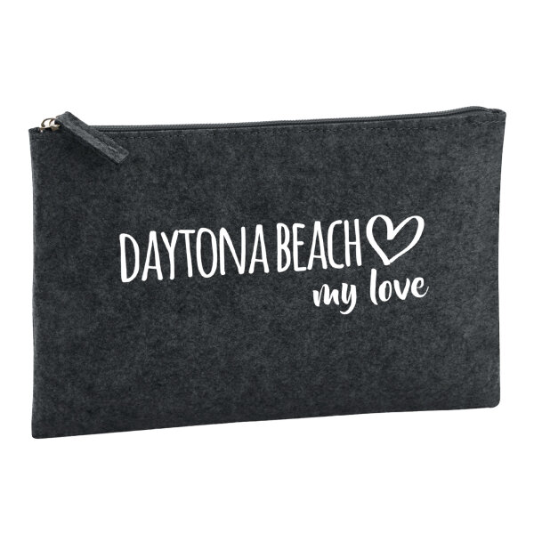 Kulturbeutel Daytona Beach my love 1 Liter Filz Charcoal Kosmetiktasche