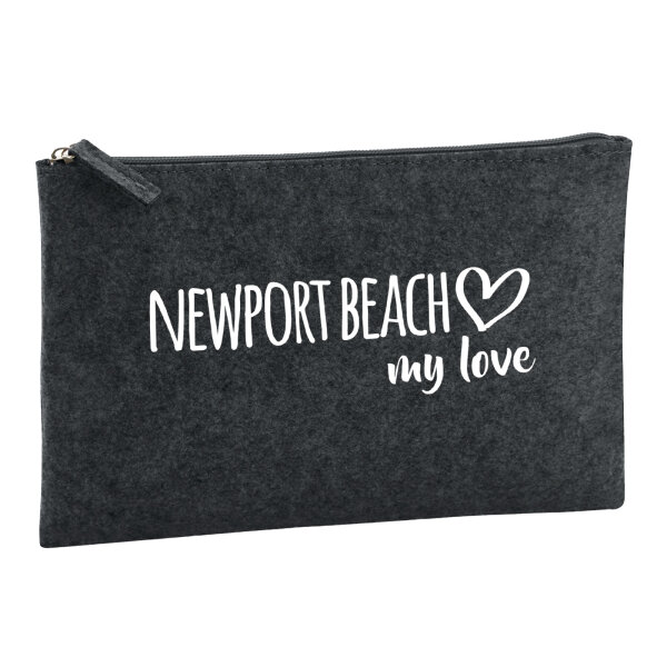 Kulturbeutel Newport Beach my love 1 Liter Filz Charcoal Kosmetiktasche