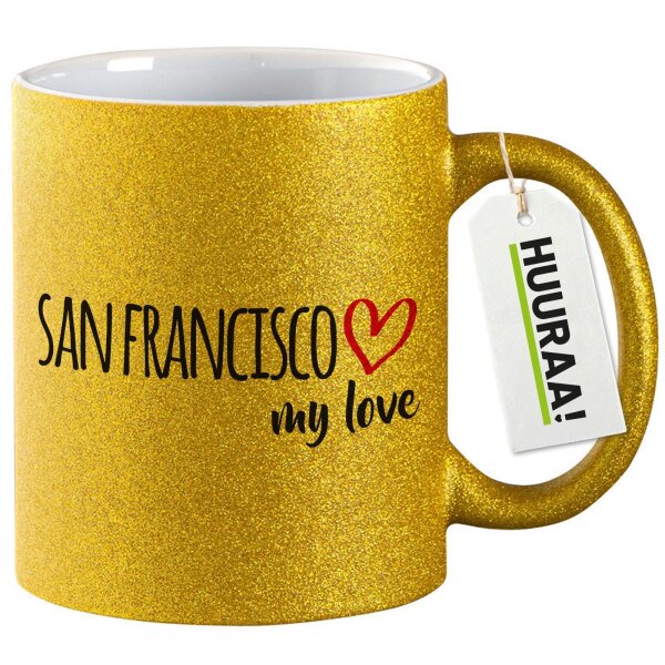 Glitzertasse San Francisco my love 330ml
